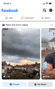 Facebook newsfeed showing reels and short videos Pearce Marketing