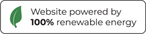 Powered by 100% renewable energy logo - Pearce Marketing